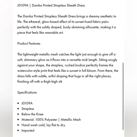 NWT Jewel Badgley Mischka Danika Printed Strapless Sheath Dress - Picture 3 of 7